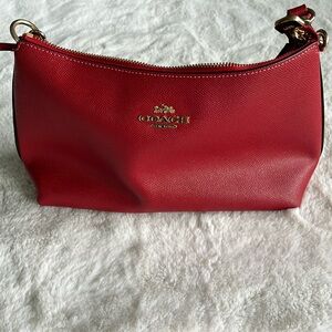 Red leather real coach bag